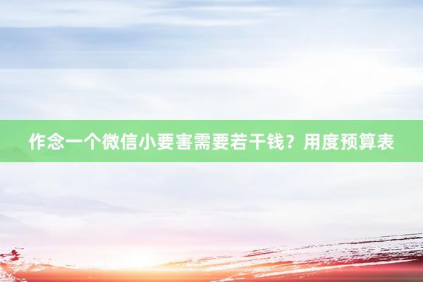 作念一个微信小要害需要若干钱？用度预算表