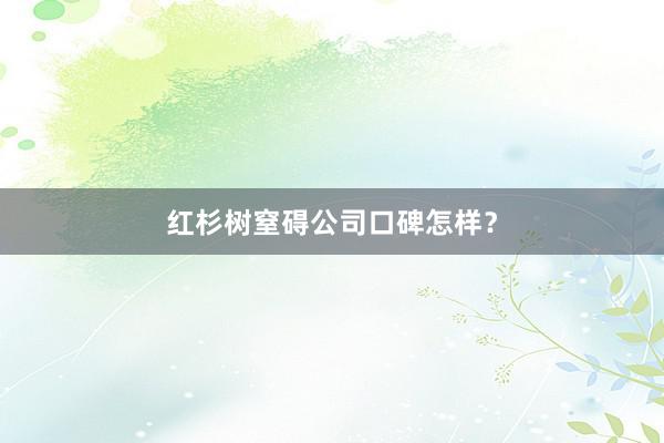 红杉树窒碍公司口碑怎样？